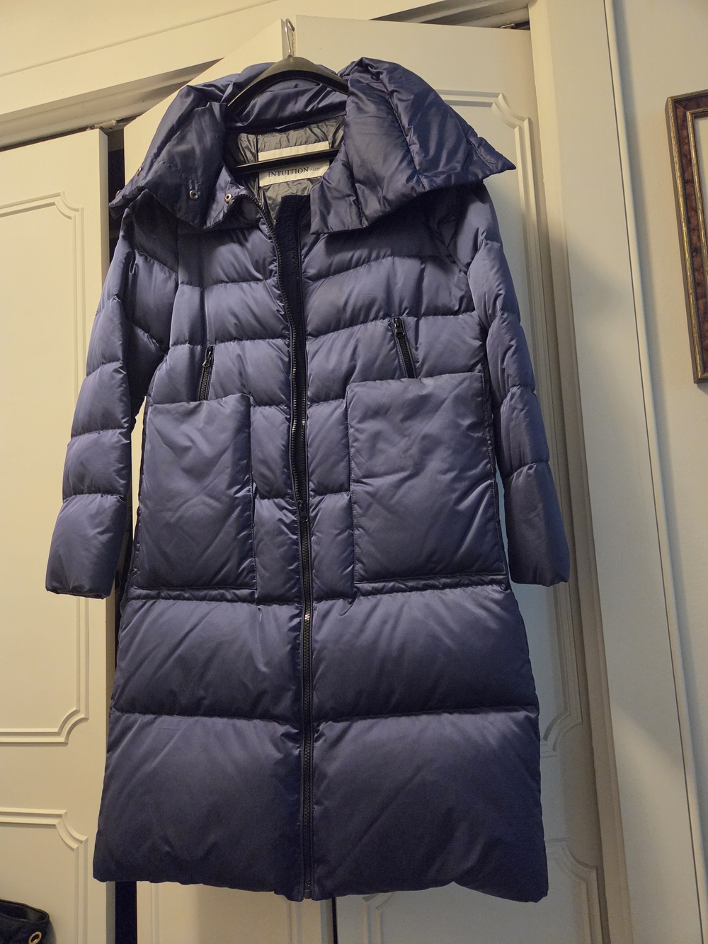 Long Quilted Puffer Coat - Violet Blue From INTUITON Paris